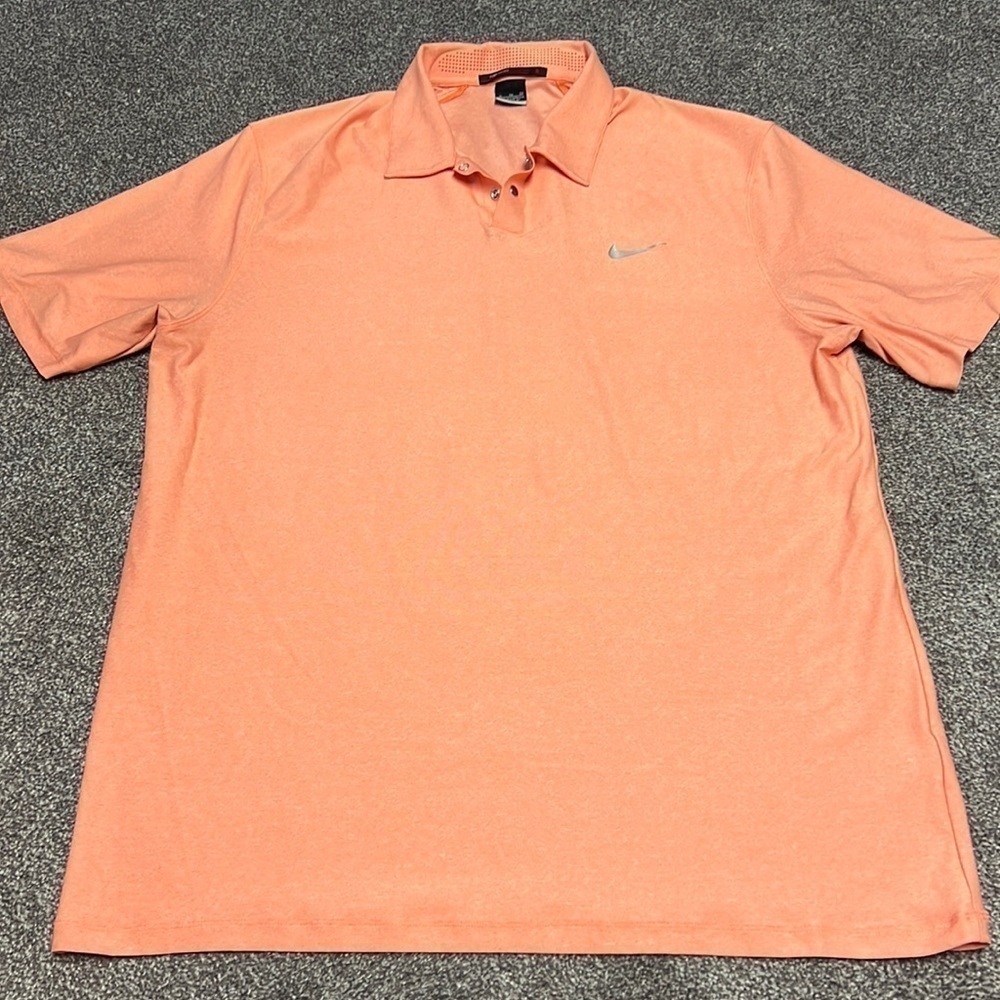 Men's Nike X Tiger Woods Collection Heather Orange Snap Button Golf Polo Size XL